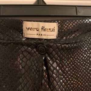 VINTAGE Shiny Black Faux Snake Skin Pants Size 10